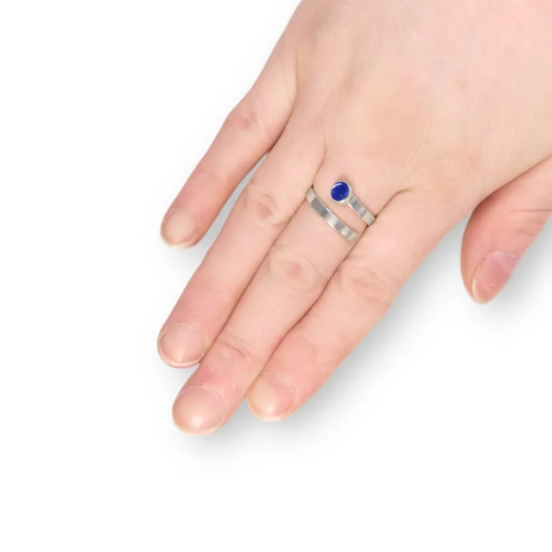 sterling silver and 5mm Lapis Lazuli ring